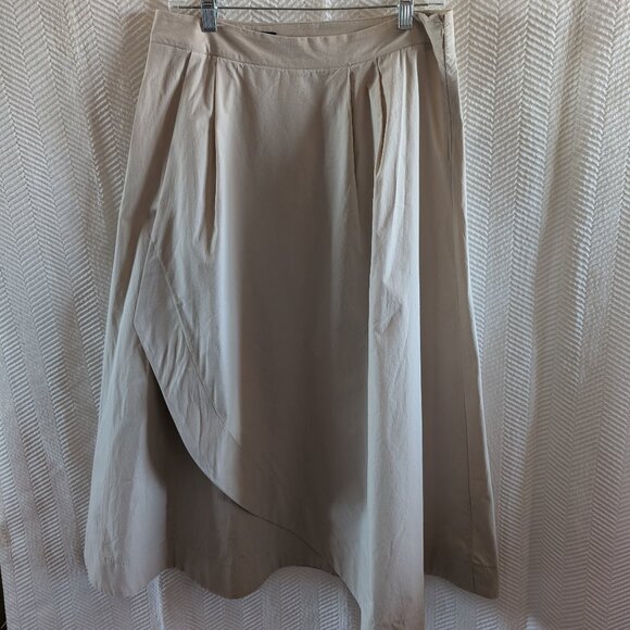 Zara Cotton Beige Maxi Skirt Size Large Flowy Summer Neutral Boho Minimalist - Picture 4 of 10